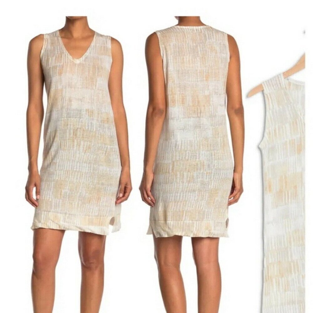Kinross Beachwood Multi Brushstroke Print Linen Dress